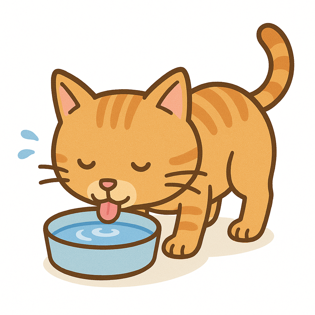 水を飲んで水分補給をしている猫（脱水対策をしている様子）